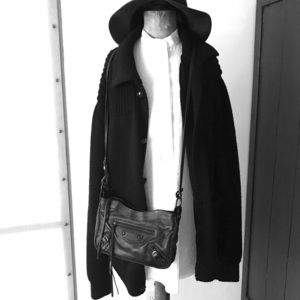 Balenciaga mini motorcycle clutch with strap